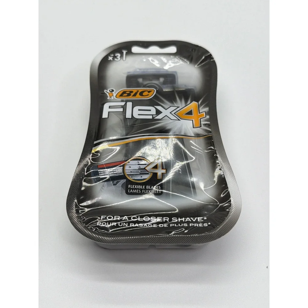 BIC Flex 4 Mens Disposable‎ Razors 4-Blade Flexible Shaver 3 Count Pack